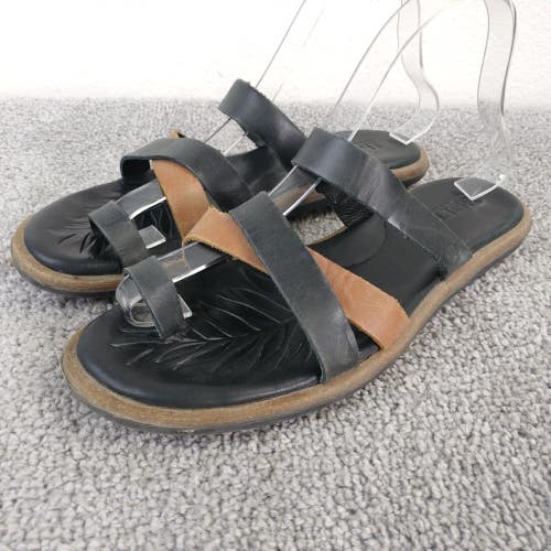 Born Cetina Sandals Womens Size 9 Shoes Black Brown Leather Slip On Thong Toe