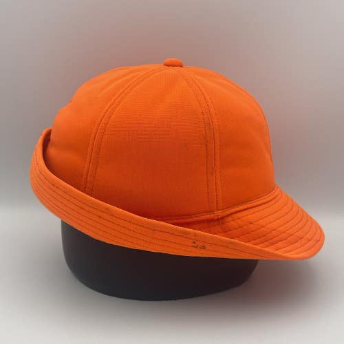 Vintage Youngan Blaze Orange Hunting Fedora Ear Flap Mens Hat Jones Cap Size L