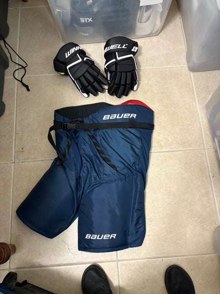 Hockey gloves size 14 AND hockey padded shorts senior large