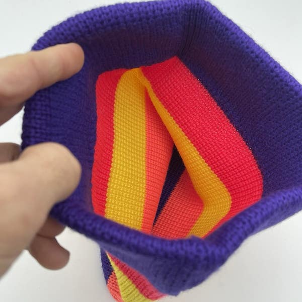 Vintage Meister Beanie 100% Wool Striped Pom Pom 70s Ski Hat 