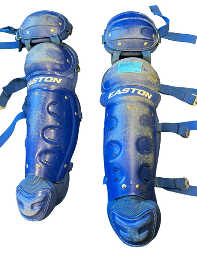 Used Easton CATCHERS SHIN GUARDS Catchers Leg Guards Royal Blue Junior 11682-S000123716