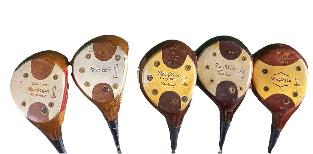 MacGregor Tourney Persimmon Lot Of Five Drivers RH Steel Shafts Great Condition