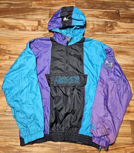 Vintage Charolette Hornets 1990s Starter NBA Sports Windbreaker Jacket Size XL