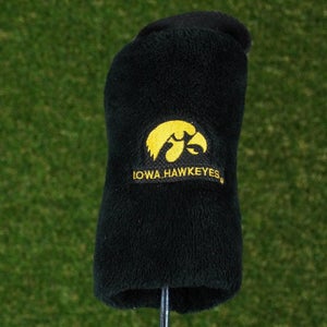 IOWA HAWKEYES FURRY DRIVER HEADCOVER UNIVERSITY OF IOWA BLACK ~ VINTAGE!!