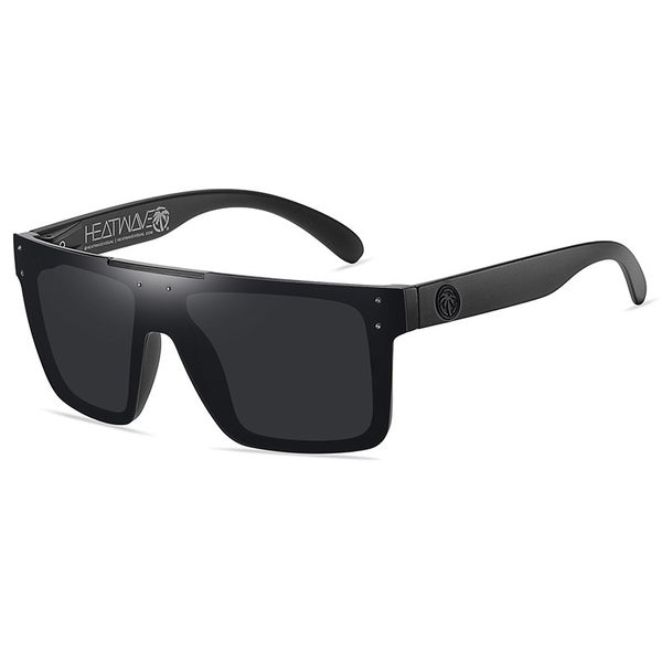 Polarized Heatwave Quatro Shield Sunglasses Matte Black Frame Dark Smoke Lens NEW H8