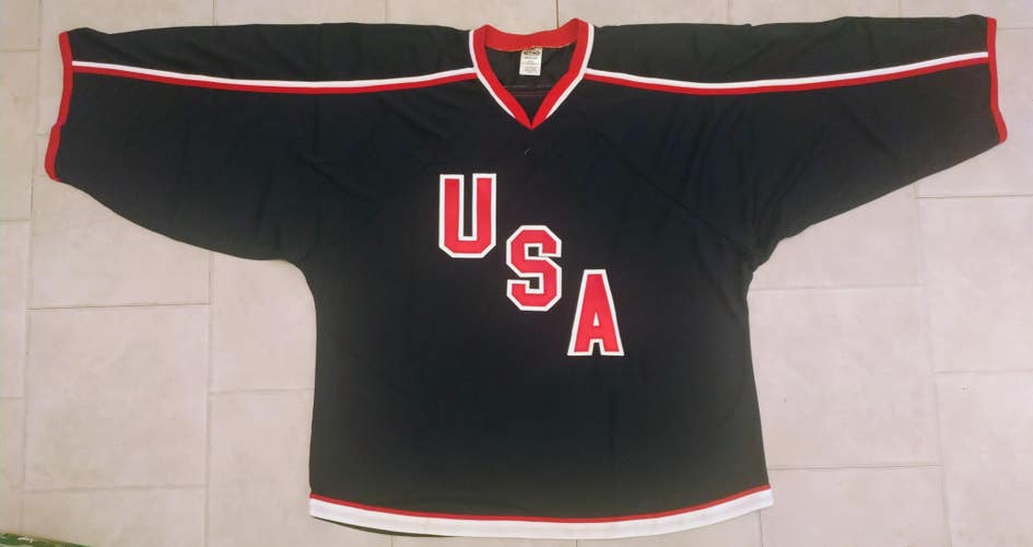 Athletic Knit H550 Team USA Hockey Jersey Goalie- Navy-4XL-NEW