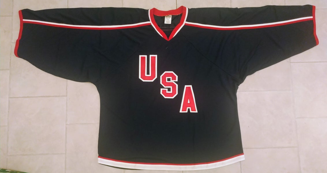 Athletic Knit H550 Team USA Hockey Jersey Goalie- Navy-4XL-NEW