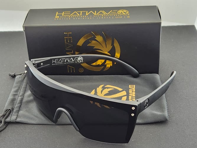Heatwave Lazer Large Shield Sunglasses Matte Black Frame Dark Smoke Lens H15