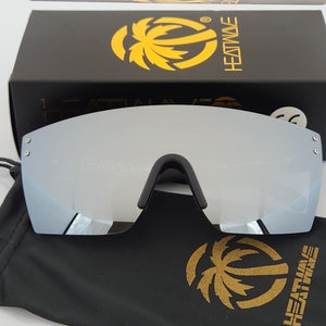 Heatwave Lazer Shield Sunglasses Matte Black Frame Silver Mirror Lens H16