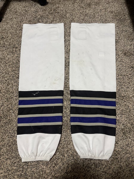 White Purple NAHL Junior A Senior Large SP EDGE STYLE Socks Pro Stock (Used)