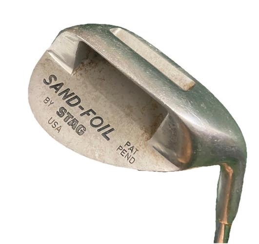 Stag Sand Foil Vintage Slotted Sand Wedge 56* Stiff Steel 35" RH New Jumbo Grip