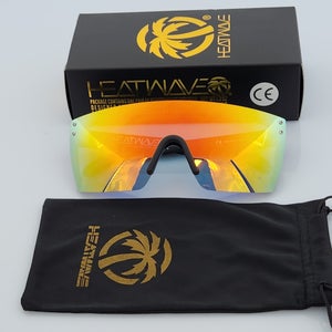 Heatwave Lazer Shield Sunglasses Matte Black Frame Silver Mirror Lens H16