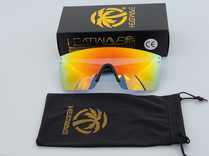 Heatwave Lazer Shield Sunglasses Matte Black Frame Silver Mirror Lens H16