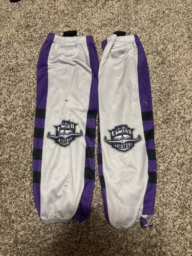 White Purple Elmira Aviators NAHL Junior A Senior Large SP EDGE STYLE Socks Pro Stock (Used)