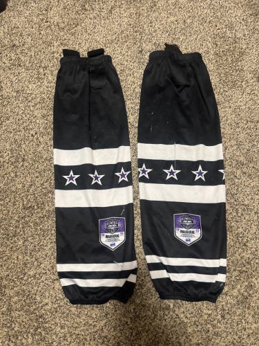 Black Purple Elmira Aviators NAHL Junior A Senior Large SP EDGE STYLE Socks Pro Stock (Used)