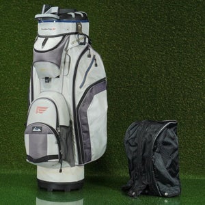 FOUNDERS CLUB 3RD GENERATION CART BAG 14-WAY PUTTER WELL GOLF BAG, WHITE ~ FADED