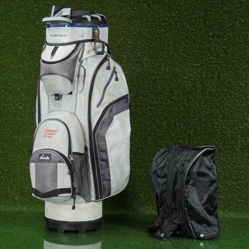 FOUNDERS CLUB 3RD GENERATION CART BAG 14-WAY PUTTER WELL GOLF BAG, WHITE ~ FADED