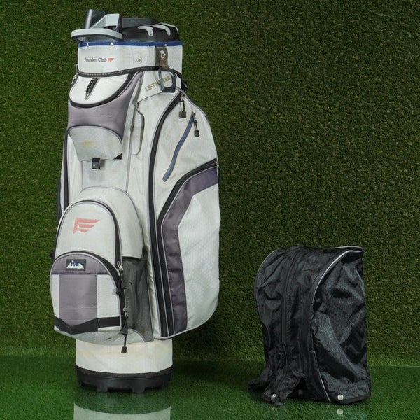 FOUNDERS CLUB 3RD GENERATION CART BAG 14-WAY PUTTER WELL GOLF BAG, WHITE ~ FADED