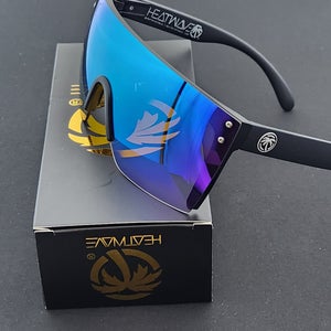 Heatwave Lazer Shield Sunglasses Matte Black Frame Silver Mirror Lens H16