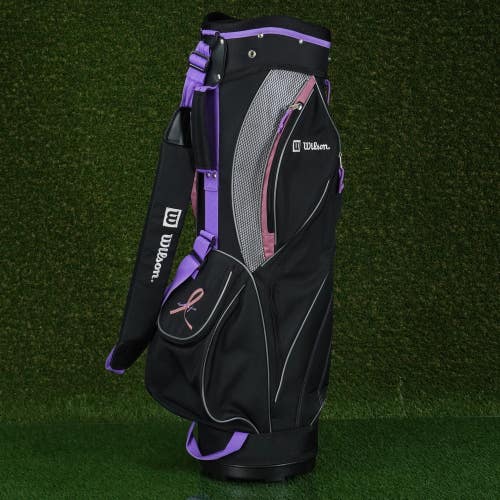 WILSON HOPE CART BAG 6-WAY BREAST CANCER LADIES WOMEN'S GOLF BAG, BLACK / PURPLE