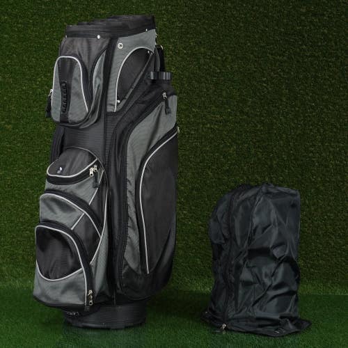 KNIGHT GOLF CART BAG 14-WAY PUTTER WELL GOLF BAG, BLACK / GRAY ~ K00669