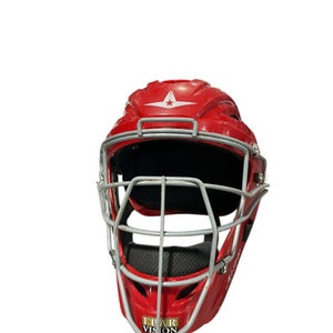 Used All-Star CATCHER HELMET Catchers Helmet w/Mask Red LG 11834-S000042941
