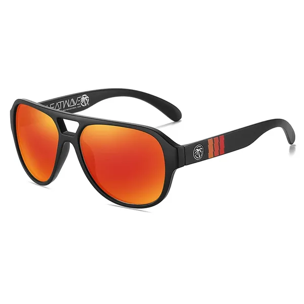 Heatwave Supercat Aviator Sunglasses Z80 Matte Black Frame Orange-Mirror H37