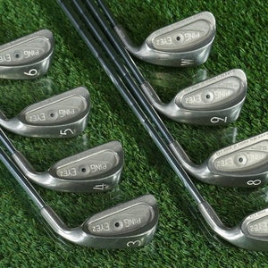 PING EYE 2 IRONS SET 3-PW STIFF STEEL SHAFT BLACK DOT GOLF CLUBS RIGHT HANDED RH