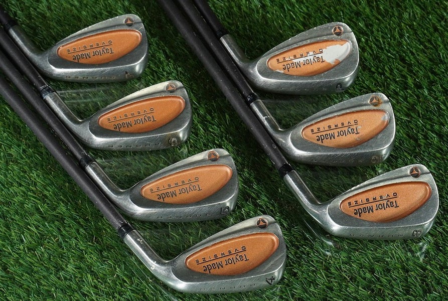 TAYLORMADE BURNER OVERSIZE IRONS SET 4-PW S-90 PLUS STIFF BUBBLE GRAPHITE RH