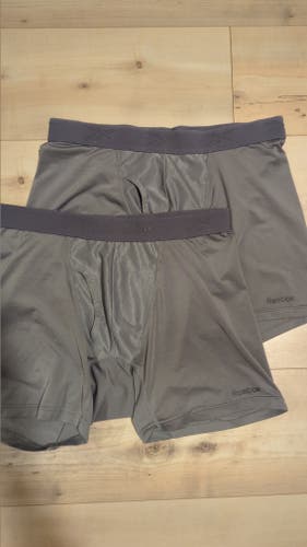 Large Men's Grey Reebok Compression Shorts 2-Pack Bundle