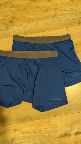 Large Men's Blue Reebok Compression Shorts 2-Pack Bundle