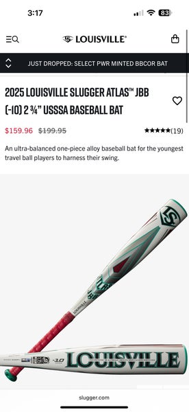 2025 Louisville Slugger Atlas Alloy USSSA Certified Bat (-10) 16 oz 26" (Used)