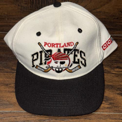 Vintage Portland Pirates AHL Minor League Hockey CCM Team Fitted Hat Size 7 1/2