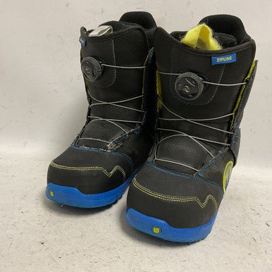Used Burton YOUTH ZIPLINE BOA Boys Snowboard Boots Black Junior 06 11855-S000194796