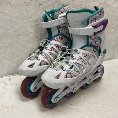 Used RollerDerby STINGER 5.2 ADJ 2-5 Junior Rec Fitness Skates White Adjustable 11855-S000194791