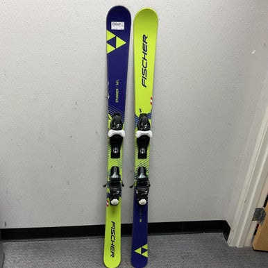 Used Fischer STUNNER Boys DH Ski/Binding Navy Blue And Lime 141 cm 11855-S000194769