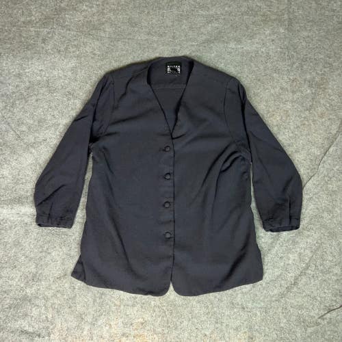 Vintage Eileen Fisher Womens Sweater Medium Black Cardigan Wool Layered Corp USA