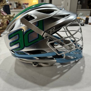 Cascade R Helmet (Used) CHROME w/ 3d headwrap and blue accents