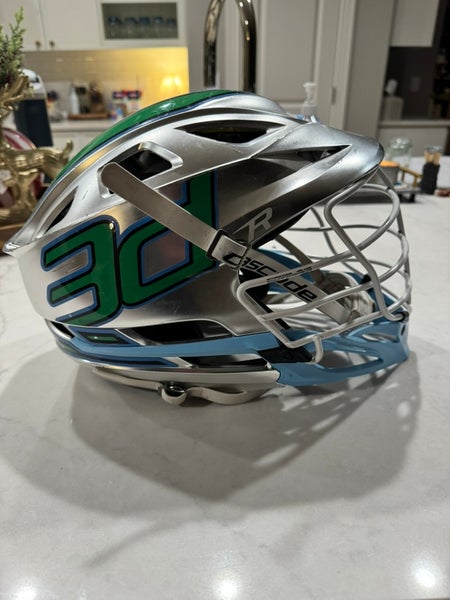 Cascade R Helmet (Used) CHROME w/ 3d headwrap and blue accents