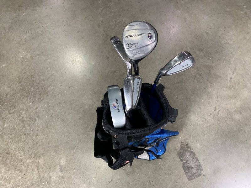 U.S. Kids UL-24 Blue Club Set 3W 6 & 8 PW Putter KidPower 45-31 Junior LH +Bag