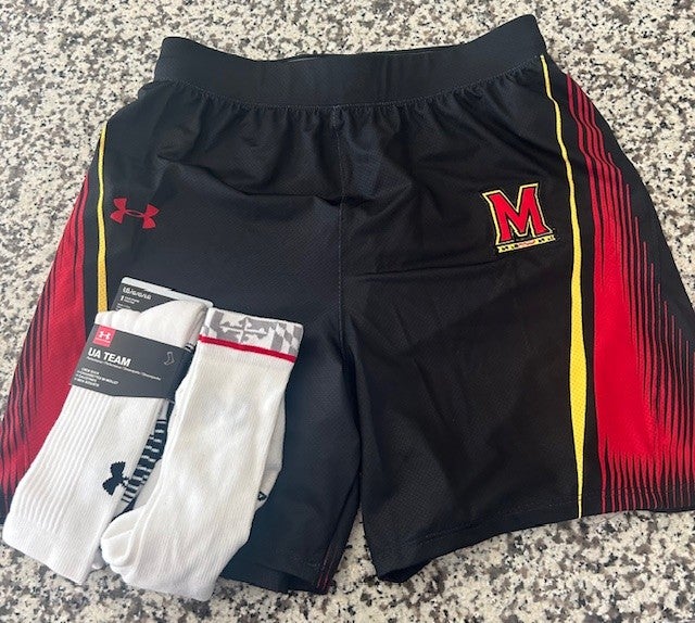 Under Armour Maryland lacrosse game shorts mens & 2 pairs of game team socks