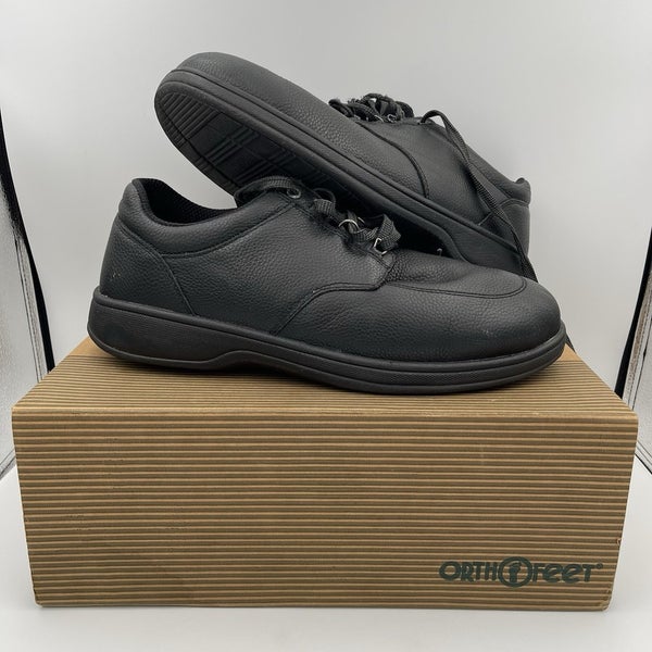 ORTHOFEET 410 Avery Island Mens 13 XX-Wide Black Leather Comfort Health Luxury