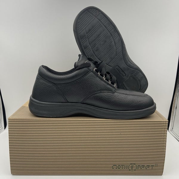 Orthofeet Shoes Men's 410 Avery Island Black Leather Comfort Size 8 2E Wide
