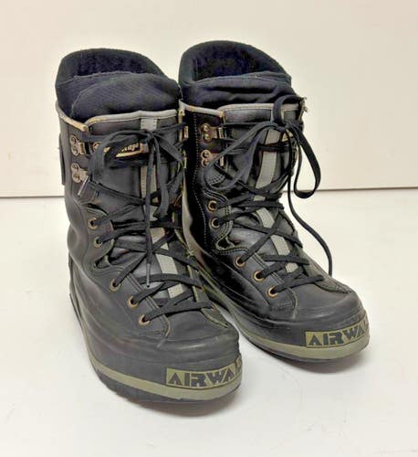 Vintage 1990s Airwalk Advantage Black Leather All-Mountain Snowboard Boots US 10