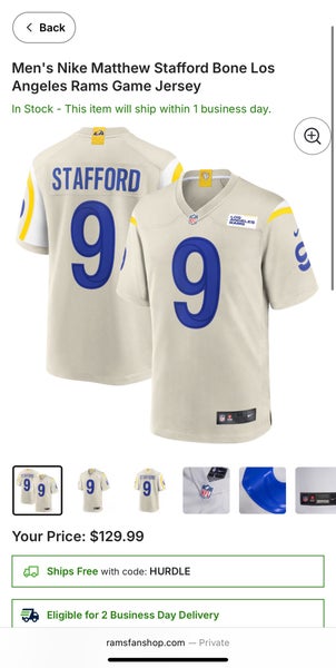 Large Kids Unisex Nike LA Rams Matthew stafford Jersey (New)