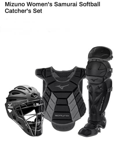 Adult Mizuno Fast Pitch Samurai Catcher's Combo Black/Grey 13-14"
