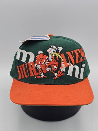 NEW Vintage 1990s Miami Hurricanes NCAA Big Logo Spellout Logo 7 Hat Snapback