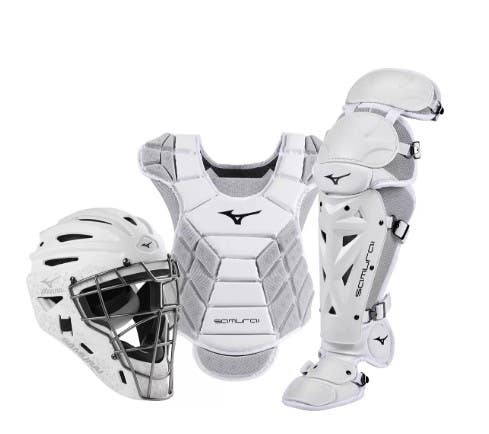 Adult Mizuno Fast Pitch Samurai Catcher's Combo White 13-14"