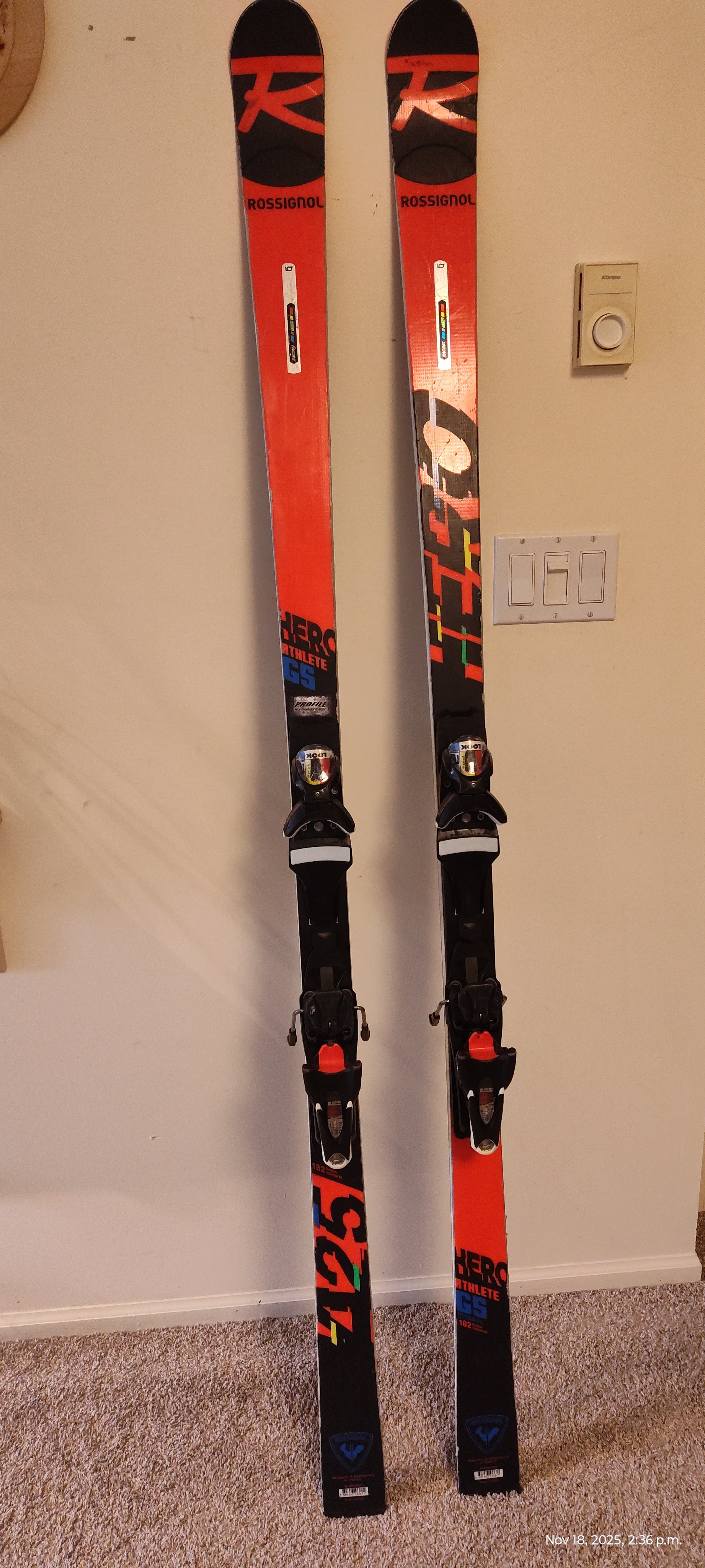 157 cm Rossignol HERO ATHLETE FIS SL Skis With Look SPX12 Bindings