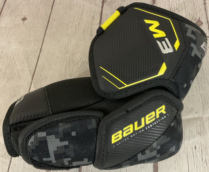 Bauer S23 Supreme Junior Medium Baseball M3 Left Elbow Pad Hook And Loop Black